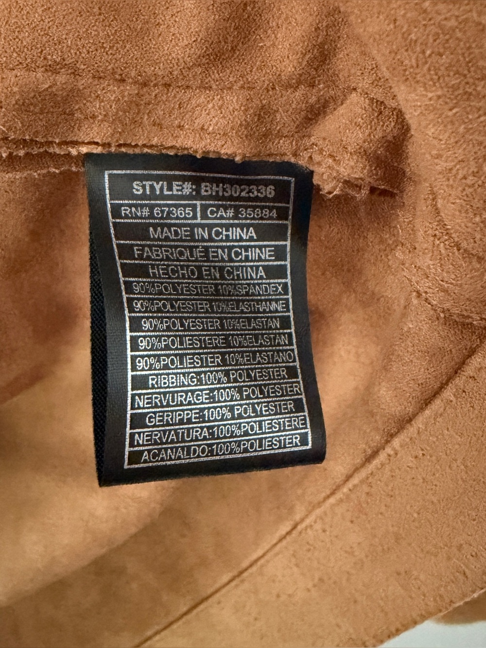 BB Dakota Faux Suede Drape Front Jacket Medium Cognac Open Front Stretch Knit - Picture 2 of 5